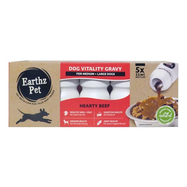 Earthz Pet Gravy 5x50ml Hearty Beef Med/lge Dogs