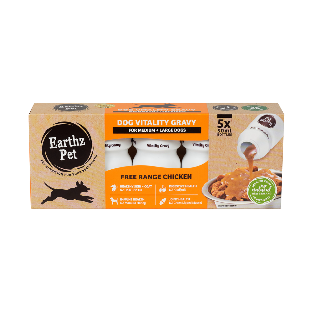 Earthz Pet Gravy 5x50ml Chicken Med/lge Dogs Box Of 5x5x50ml