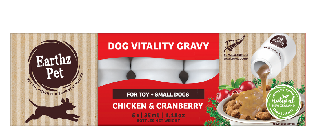 Earthz Pet Gravy 5x35ml Chicken & Cranberry Toy/sml Dogs