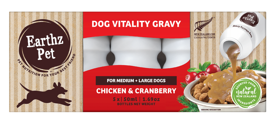 Earthz Pet Gravy 5x50ml Chicken & Cranberry Med/lge Dogs