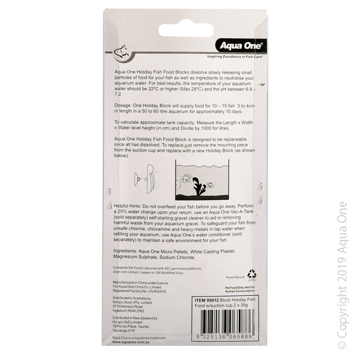 Aqua One Holiday Feeder Block with Suction Cup 2x35g