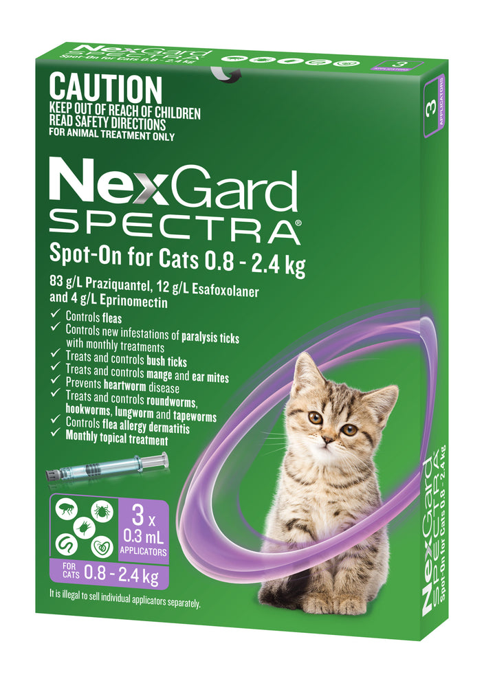 NexGard Spectra Spot-on Purple Small Cats 0.8-2.4kg 3pk