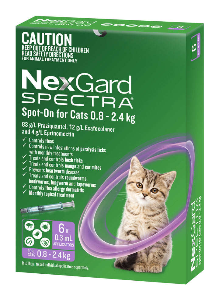 NexGard Spectra Spot-on Purple Small Cats 0.8-2.4kg 6pk