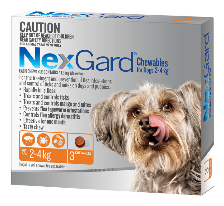 NexGard Orange XSmall Dogs 2-4kg 3pk