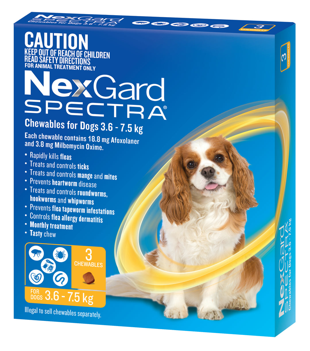 NexGard Spectra Yellow Small Dogs 3.5-7.5kg 3pk