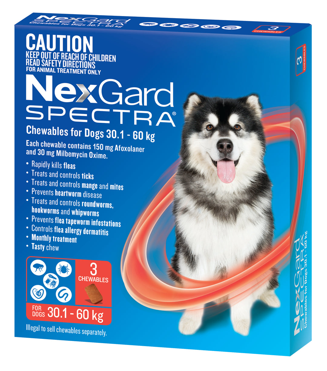 NexGard Spectra Red XLarge Dogs 30-60kg 3pk