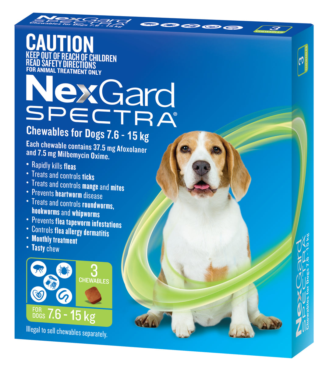 NexGard Spectra Green Medium Dogs 7.5-15kg 3pk