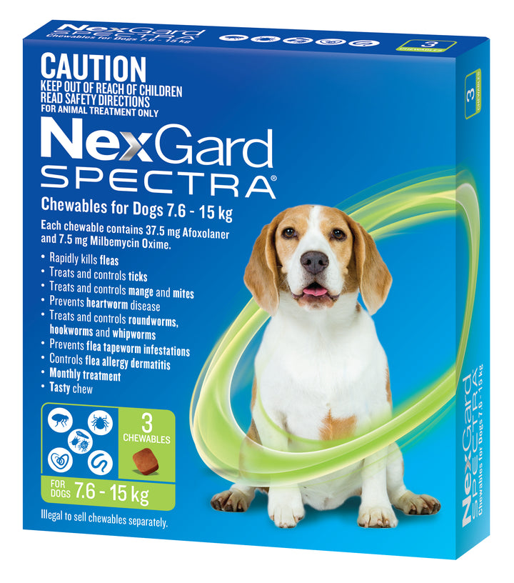 NexGard Spectra Green Medium Dogs 7.5-15kg 3pk