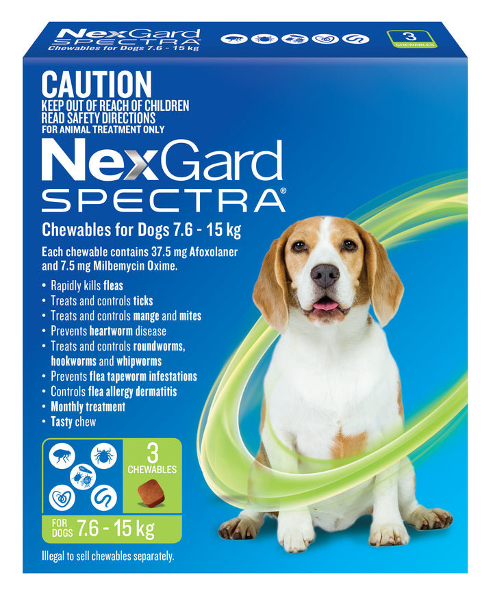 NexGard Spectra Green Medium Dogs 7.5-15kg 3pk