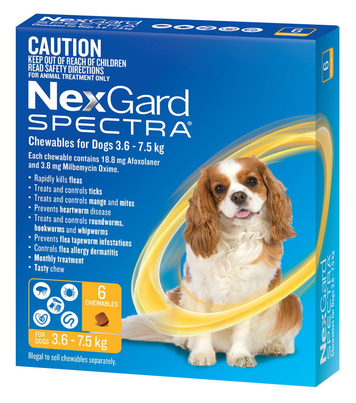 NexGard Spectra Yellow Small Dogs 3.5-7.5kg 6pk