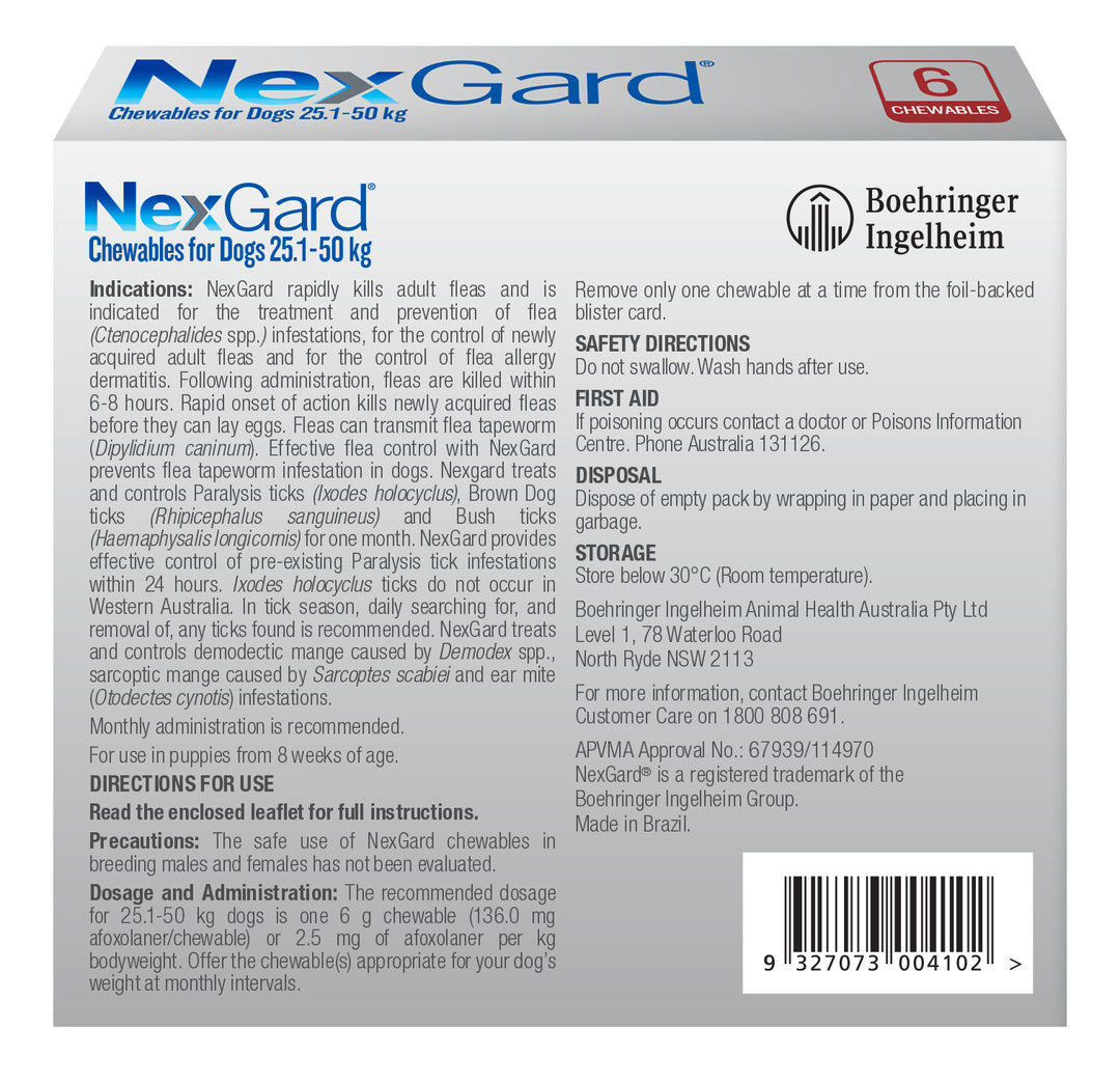 NexGard Red Large Dogs 25-50kg 6pk