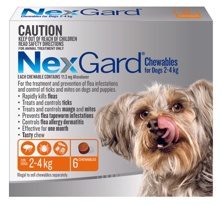 NexGard Orange XSmall Dogs 2-4kg 6pk