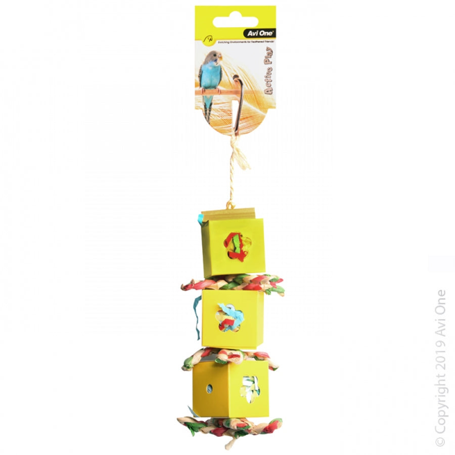 Avi One Bird Toy Boxes Paper Wooden Beads