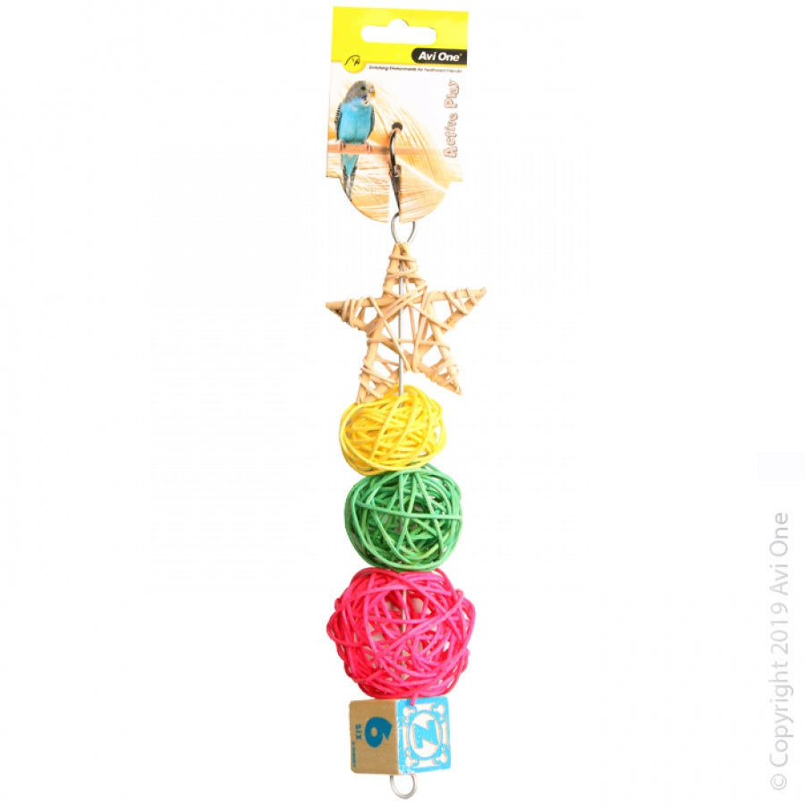 Avi One Bird Toy Rattan Star & Balls