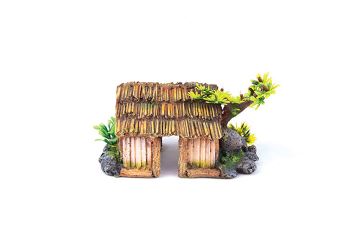 Kazoo Ornament Japanese Hut W/plants Medium