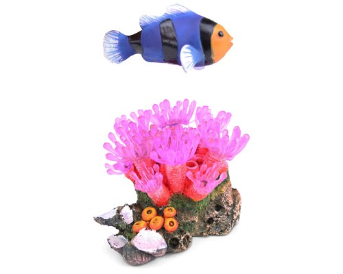 Kazoo Ornament Pink Soft Coral W/floating Fish And Air - M