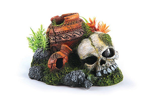 Kazoo Ornament Skull W/plants W/air Small