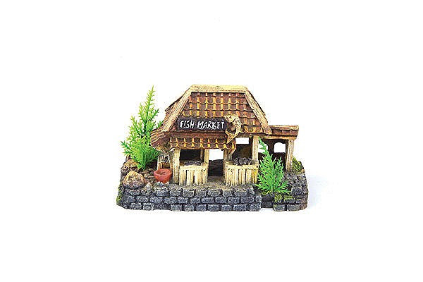 Kazoo Ornamentfish Market Hut W/plants - Medium